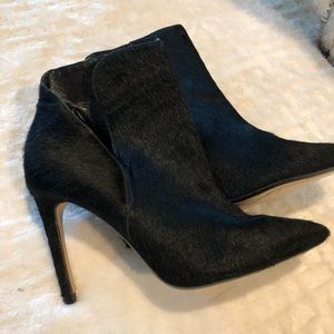 Zara Black Calf Hair Heeled Booties - never worn!